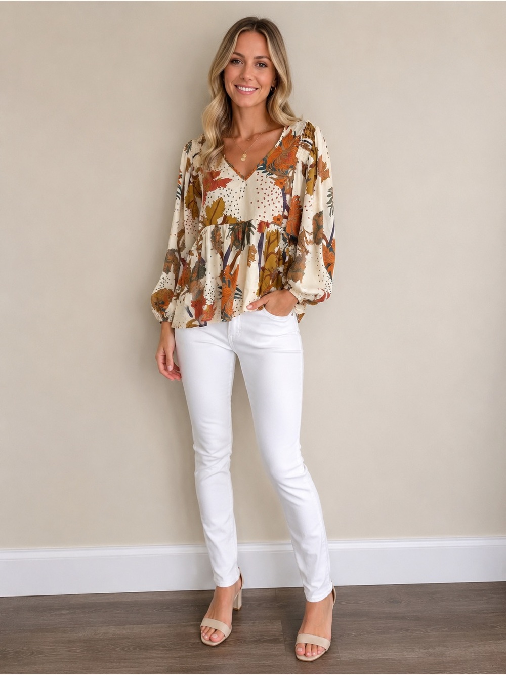Entro Boho Floral Babydoll Top - Small